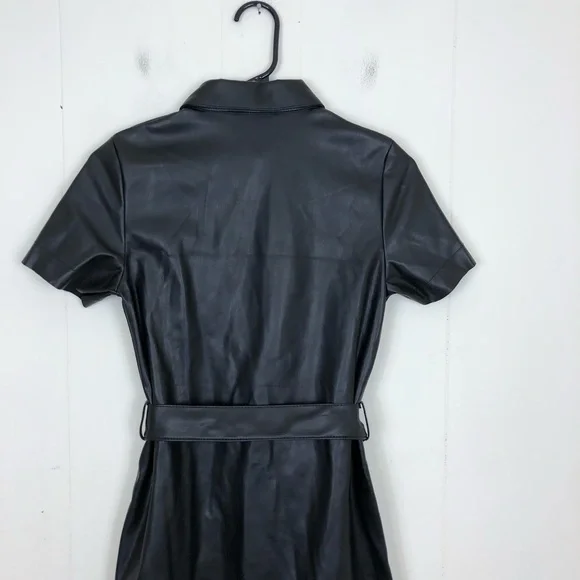 Miss Selfridge Faux Leather Shirt Dress Sz 2P - Picture 8 of 10